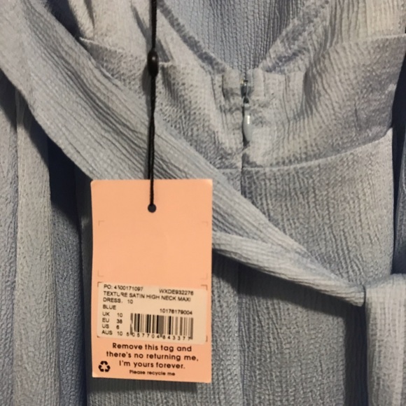 MISSGUIDED Baby Blue Satin/Crepe High Neck Halter Maxi Dress - Picture 7 of 10